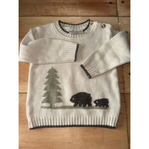 Boutique Collection Kids Toddler‎ Boys Girls Cream Bear Tree Sweater 2T